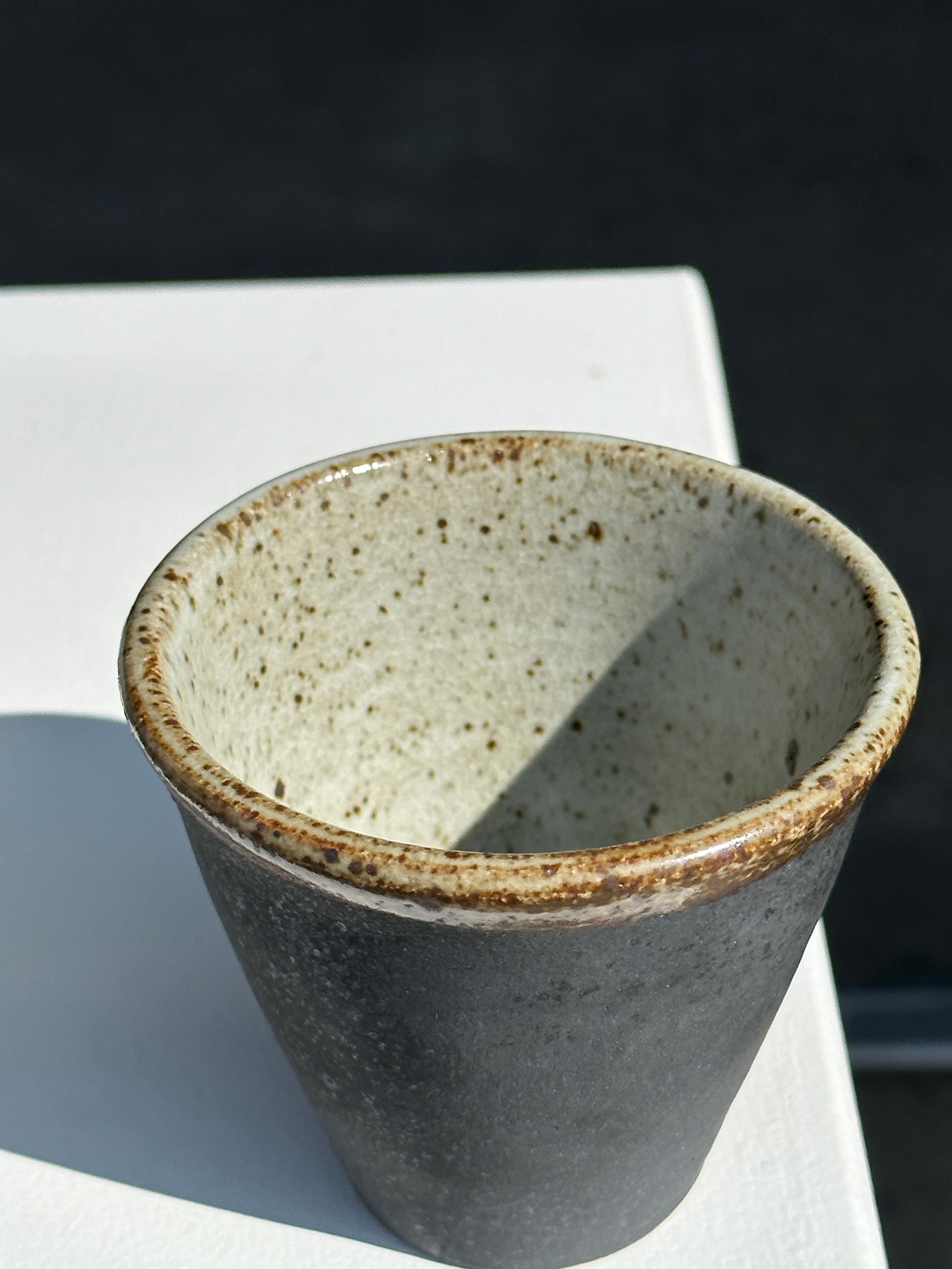 Set of 3 cups / mug in Indonesian ceramic (black, matte brown & speckled glazed)