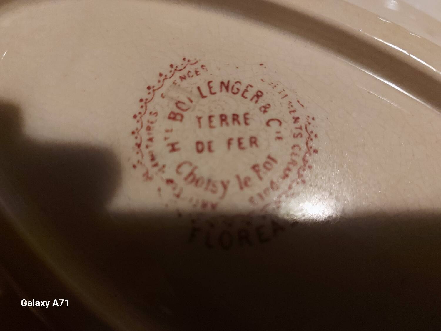 Old iron earthenware dish from Choisy le Roy