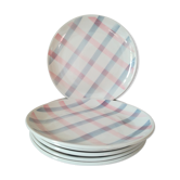 6 pink grid plates /parma Moulin des Wolves