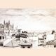 Description of a panoramic view of Mallorca. mallorca drawing. cuadro mallorca.