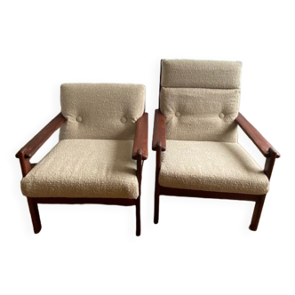 Pair of Scandinavian teak armchairs