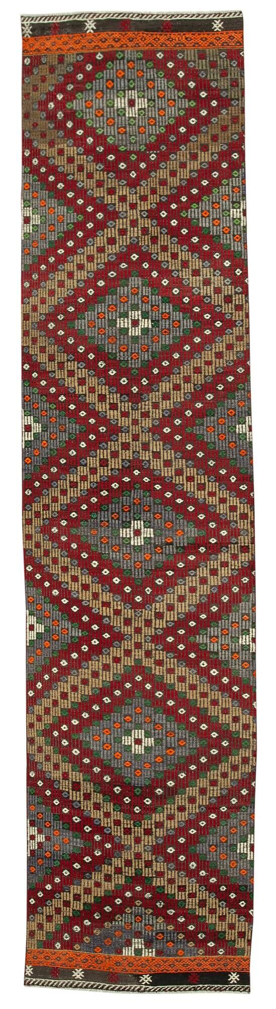 Turkish Handmade Vintage Anatolian Kilim 86 cm x 373 cm