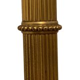 Brass tripod floor lamp with golden pompom lampshade 1960
