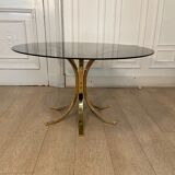 Brass coffee table and smoked glass, 1970s