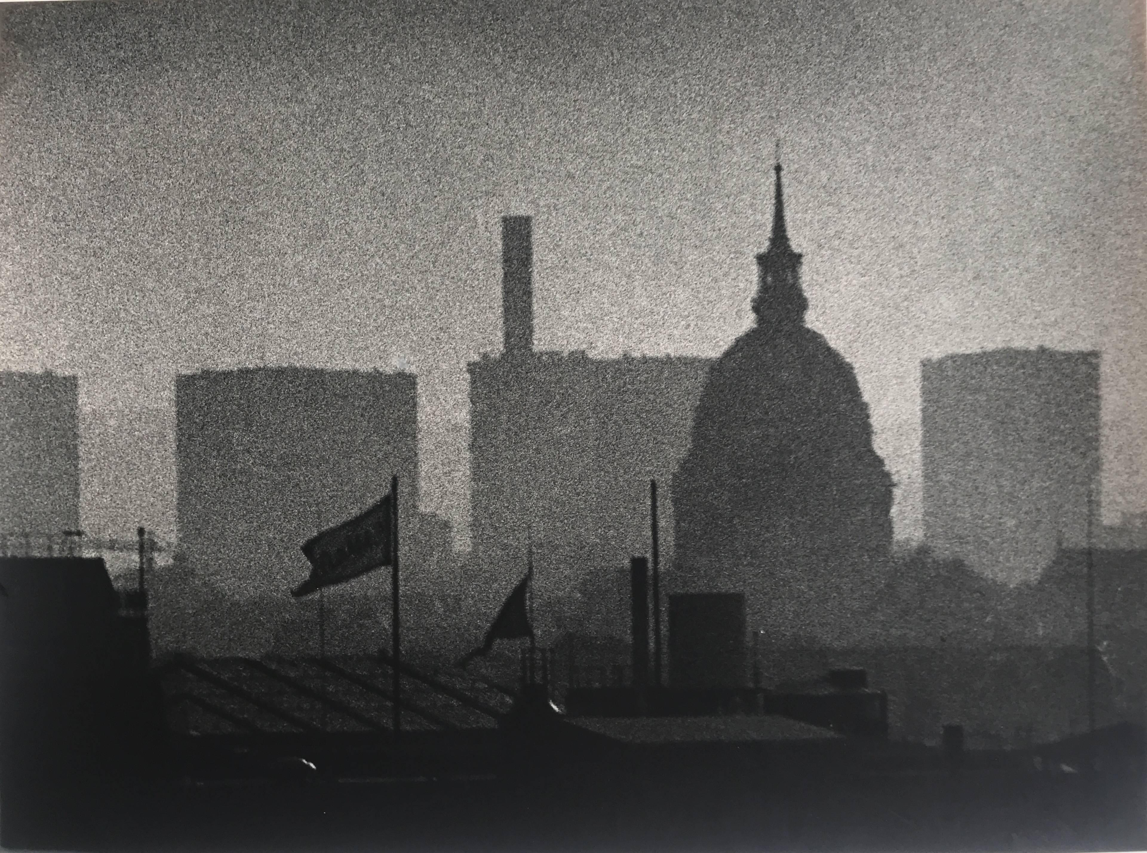 Rosine nusimovici, rooftops of paris from beaubourg, 1978. silver print