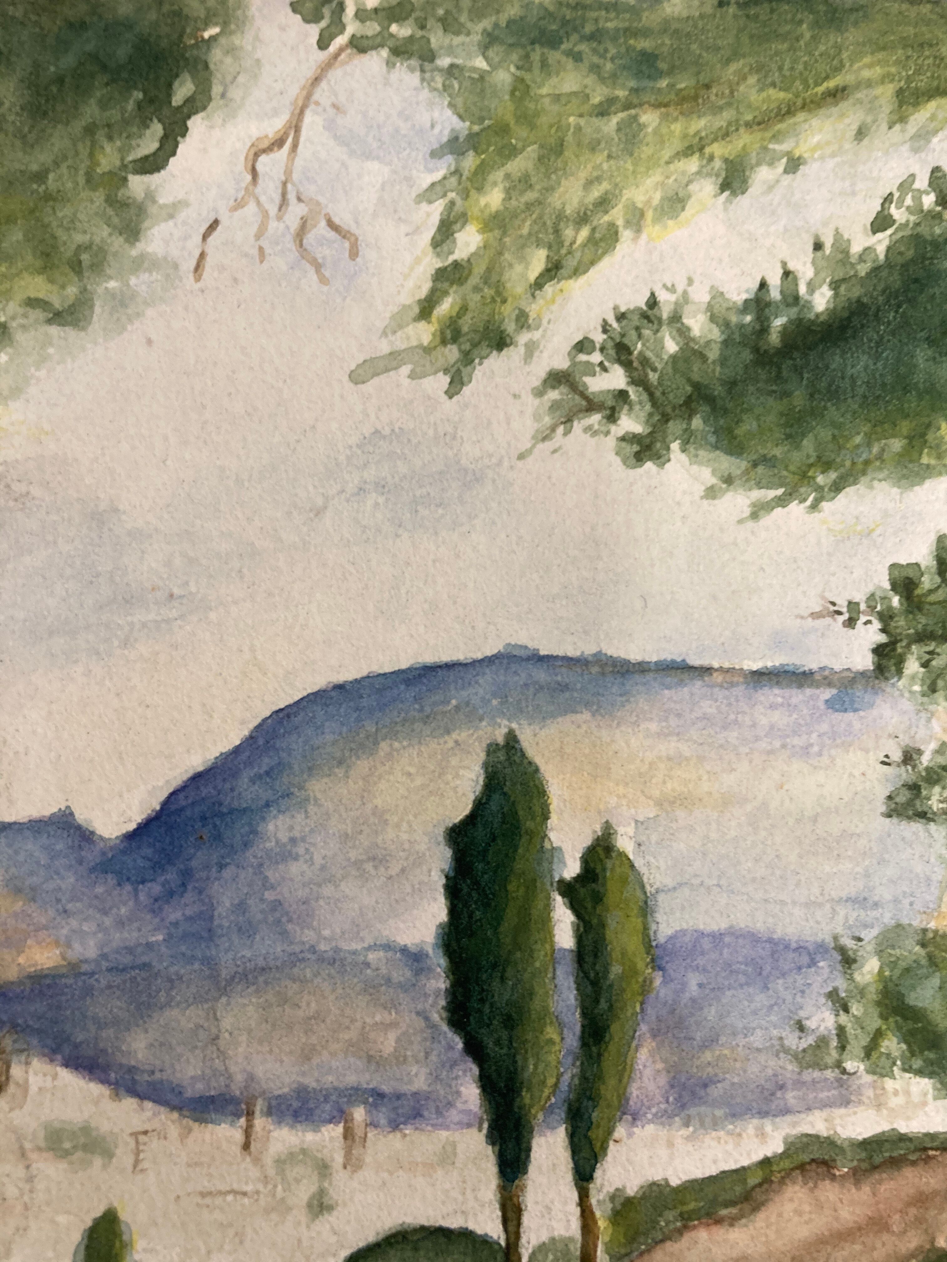 Aquarelle paysage vintage