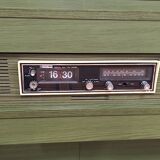 Large vintage bed with headboard furniture and built-in radio