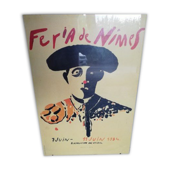 Poster Eduardo Arroyo feria Nimes 1984 under glass