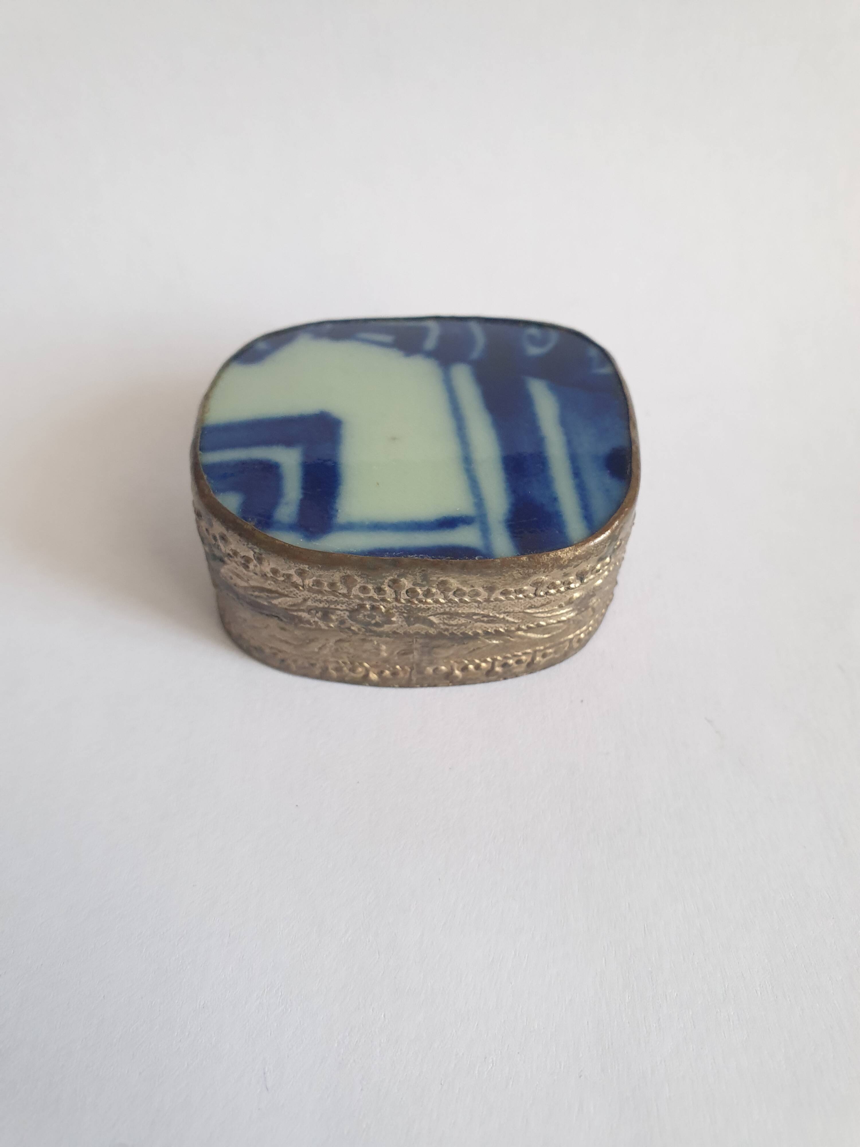 Old metal box and faience twentieth