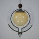 1930s Italian Art Deco Pendant Light with Etched Glass and Amber Globe