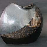 Steuler black ceramic geometric vase