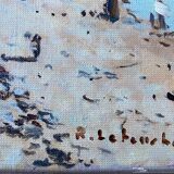 Hst painting "beach with boats" marine normandy brittany by robert leboucher