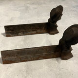 Pair of Heavy Antique Chenets (Fireplace Andirons) – Cast Metal, 10–15