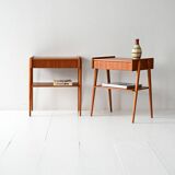 Pair of Vintage Scandinavian Teak Nightstands with hidden drawer