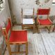 Set of 4 80s colored pine chairs