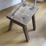 Brutalist teak stool