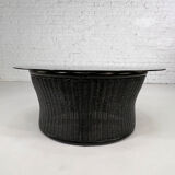 Rattan coffee table and smoked glass