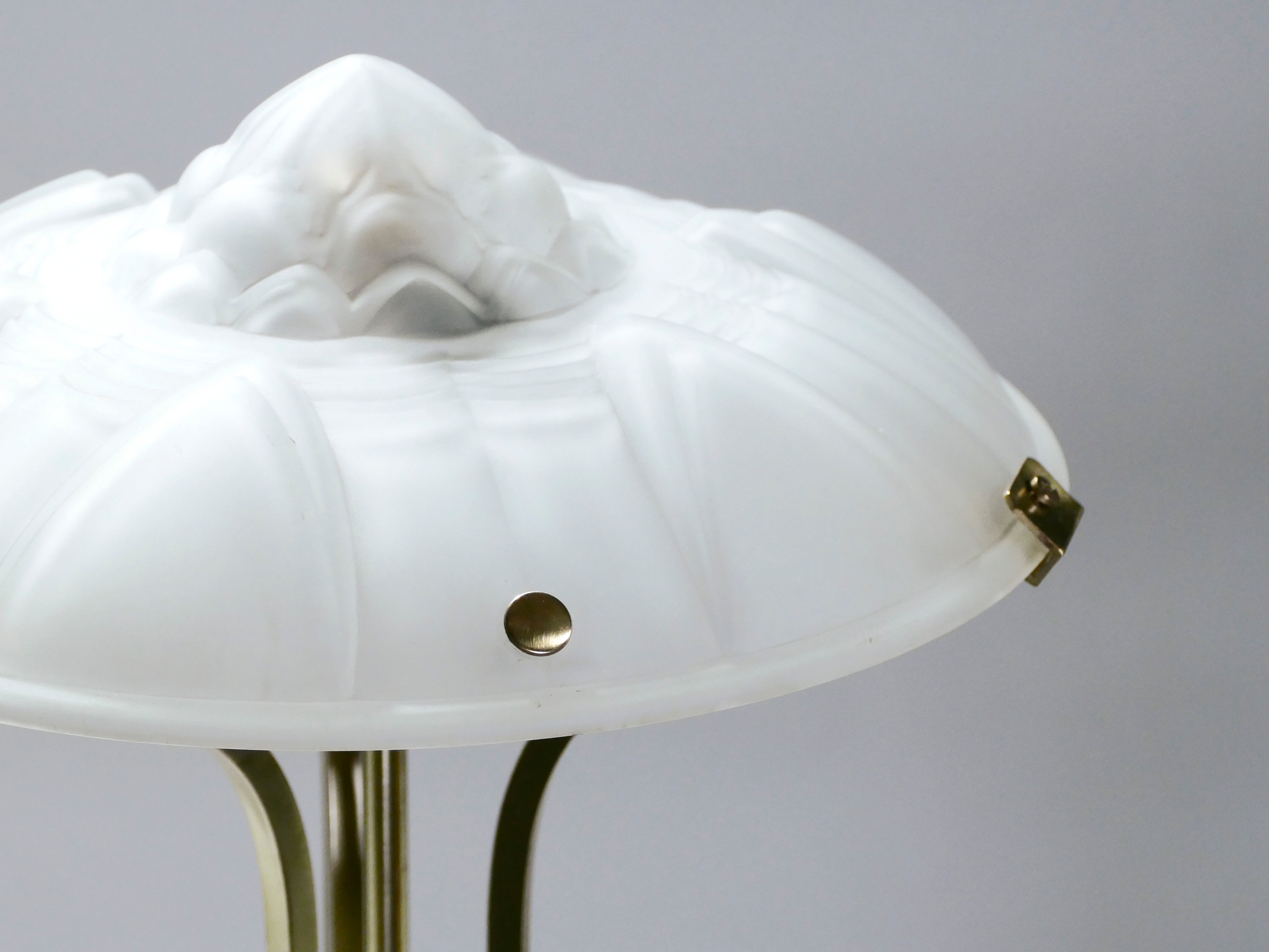 Lamp blown glass frosted around 1940 brass