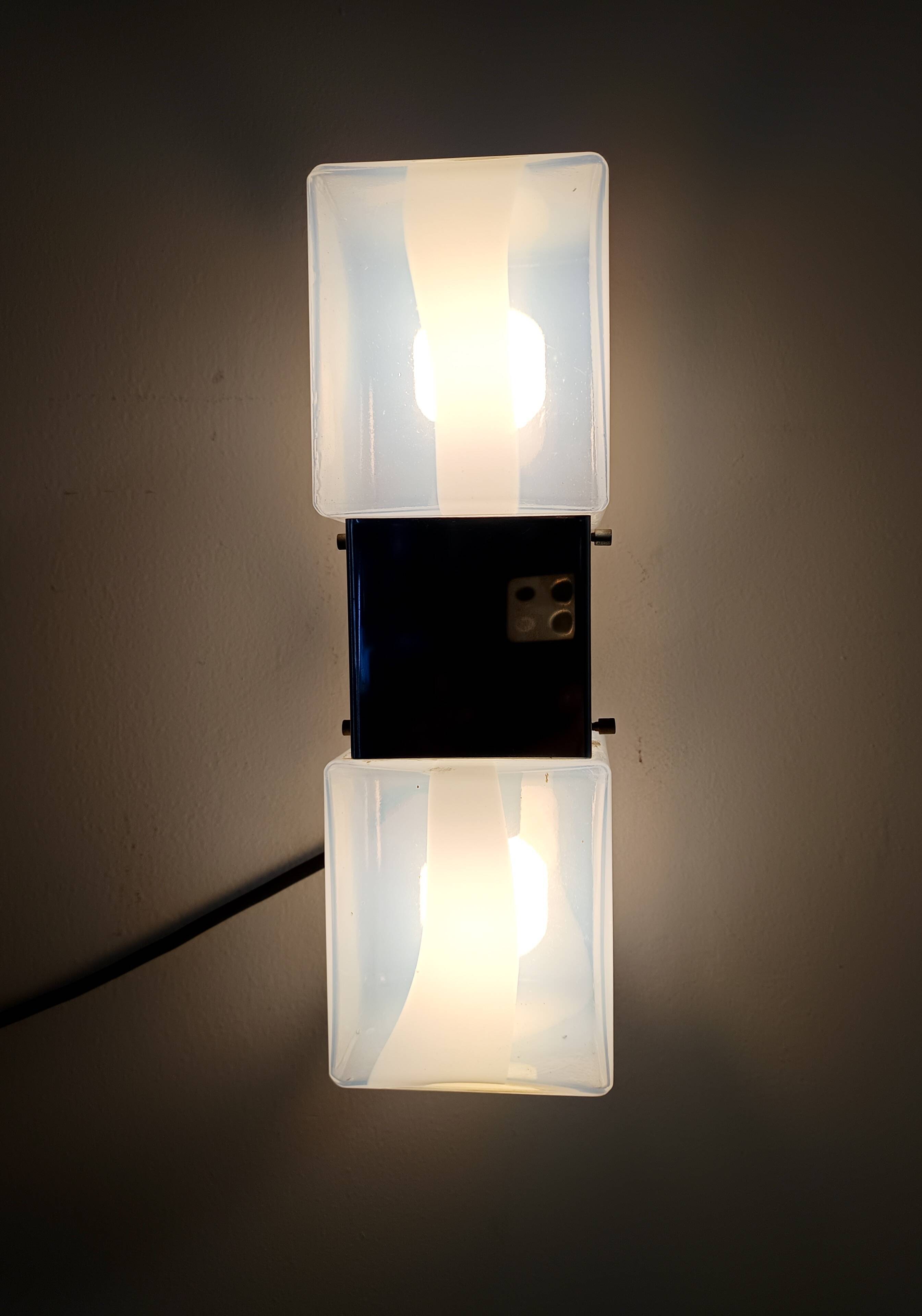 Two-Light Murano Glass and Chrome-plated Metal Sconce by Carlo Nason for Ma
