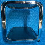 Vintage 1970 rectangular chrome oval profile rolling dessert trolley 2