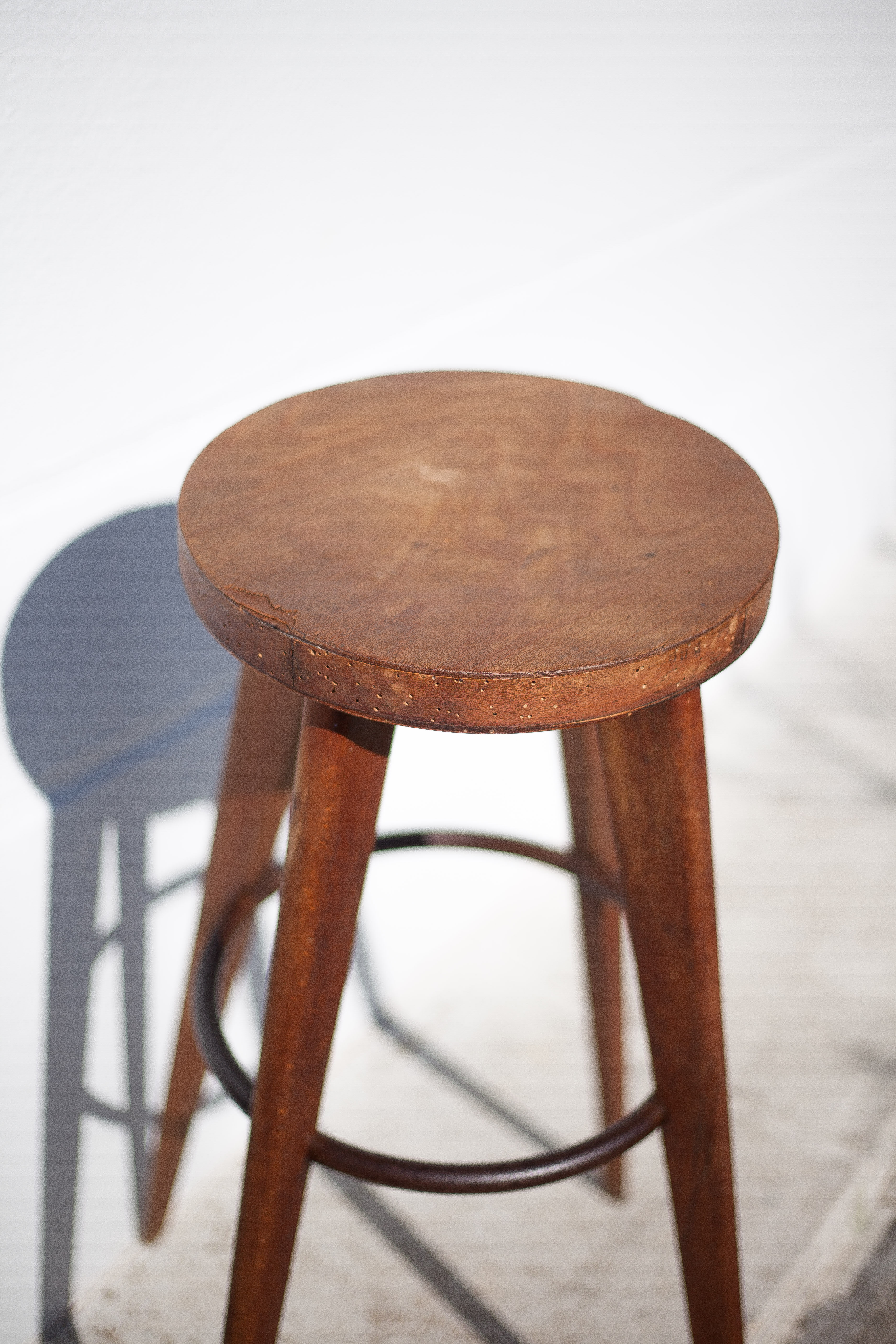 Lot 3 bar stools, high chair, wooden and metal stool, industrial, vintage, bar
