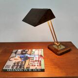 Vintage French brass and marble dessin desk lamp 1960