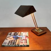 Vintage French brass and marble dessin desk lamp 1960