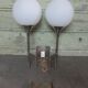 Sciolari double chrome wall light with white glass globe