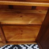 Narrow Art Deco sideboard in light walnut with gray marble top
