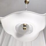 Postmodern white murano glass pendant marked la murrina, italy 1980s