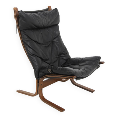 Fauteuil en cuir Siesta, Ingmar Relling, Norvège, 1960