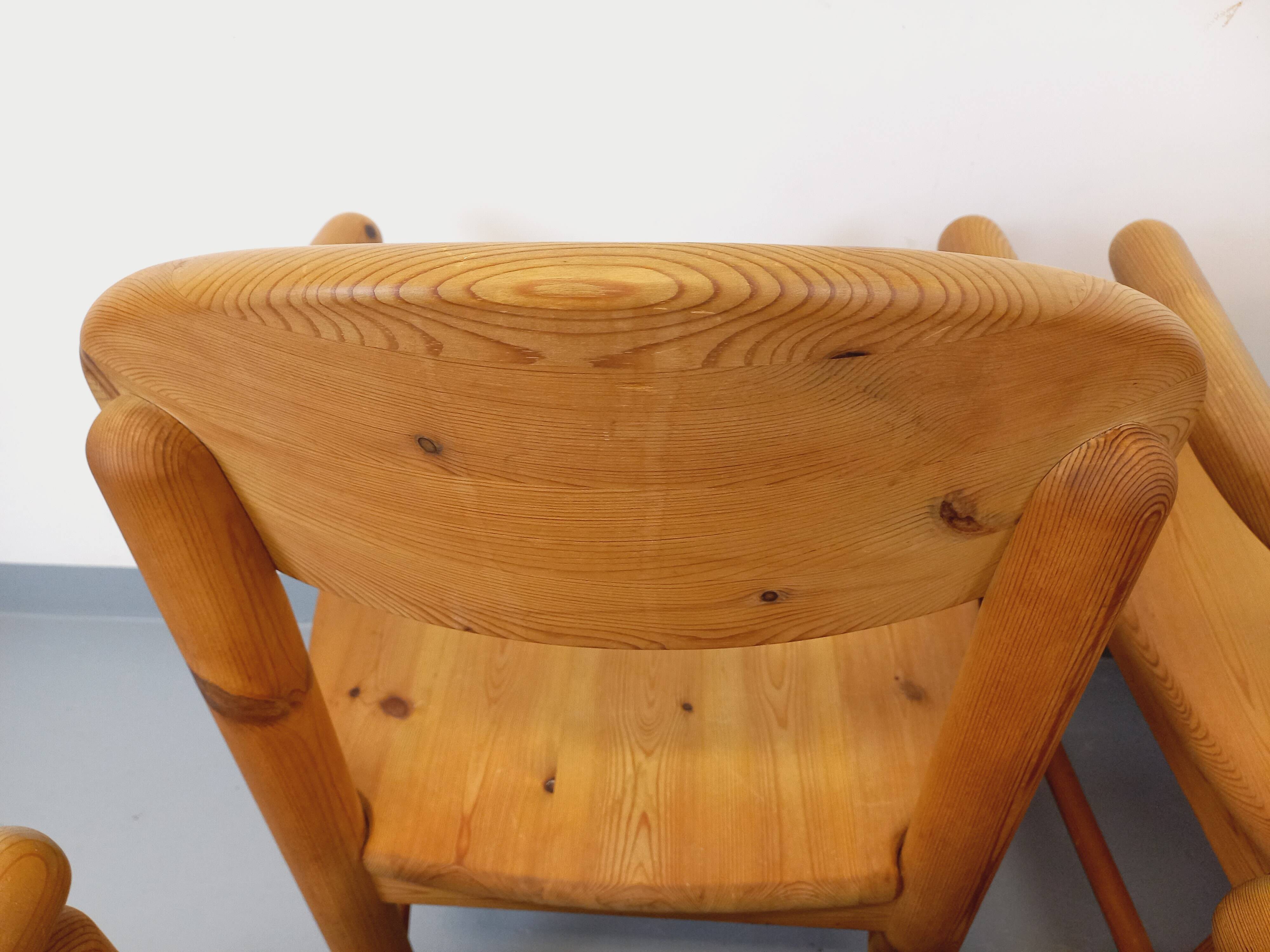 Set of 6 vintage Scandinavian armchairs by Rainer Daumiller in pine from the 1960s.