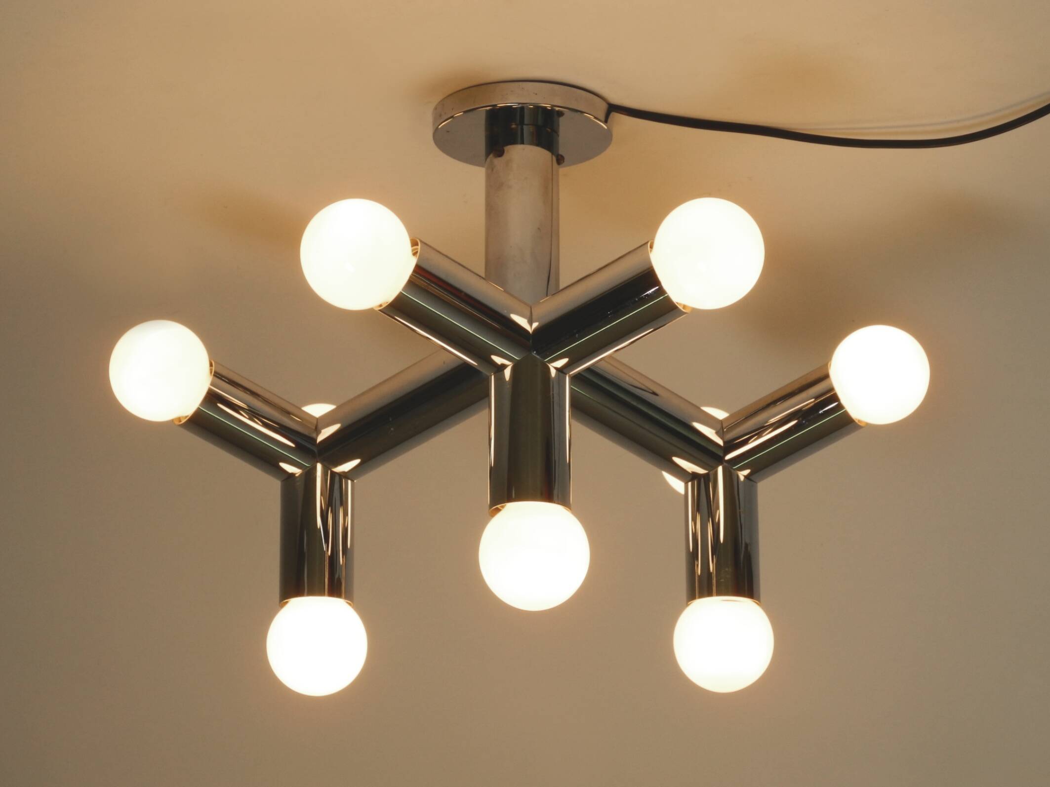 Very rare 1960s Space Age Chrome ceiling lamp by J.T. Kalmar Austria