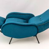 Marco Zanuso Mid-Century Modern Italian Velvet Reclining Armchair, 1950s