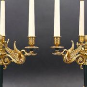 Flamboyant Pair of Candelabra/Chandeliers Solid Bronze Empire Style