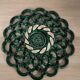 Antique woven fruit bowl in green Vallauris earthenware.