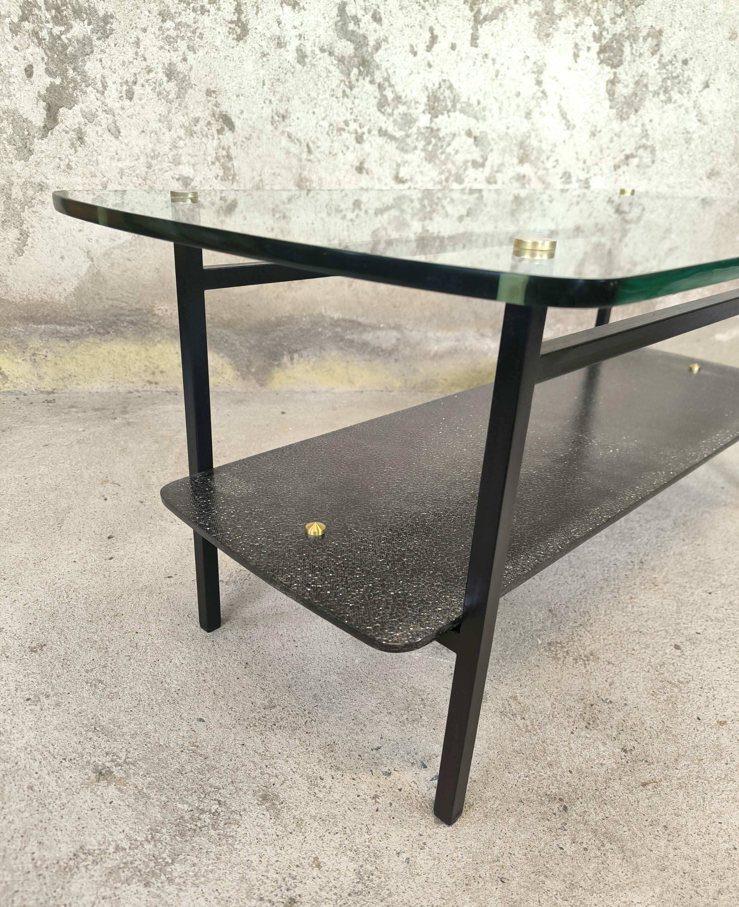 Vintage modernist glass coffee table