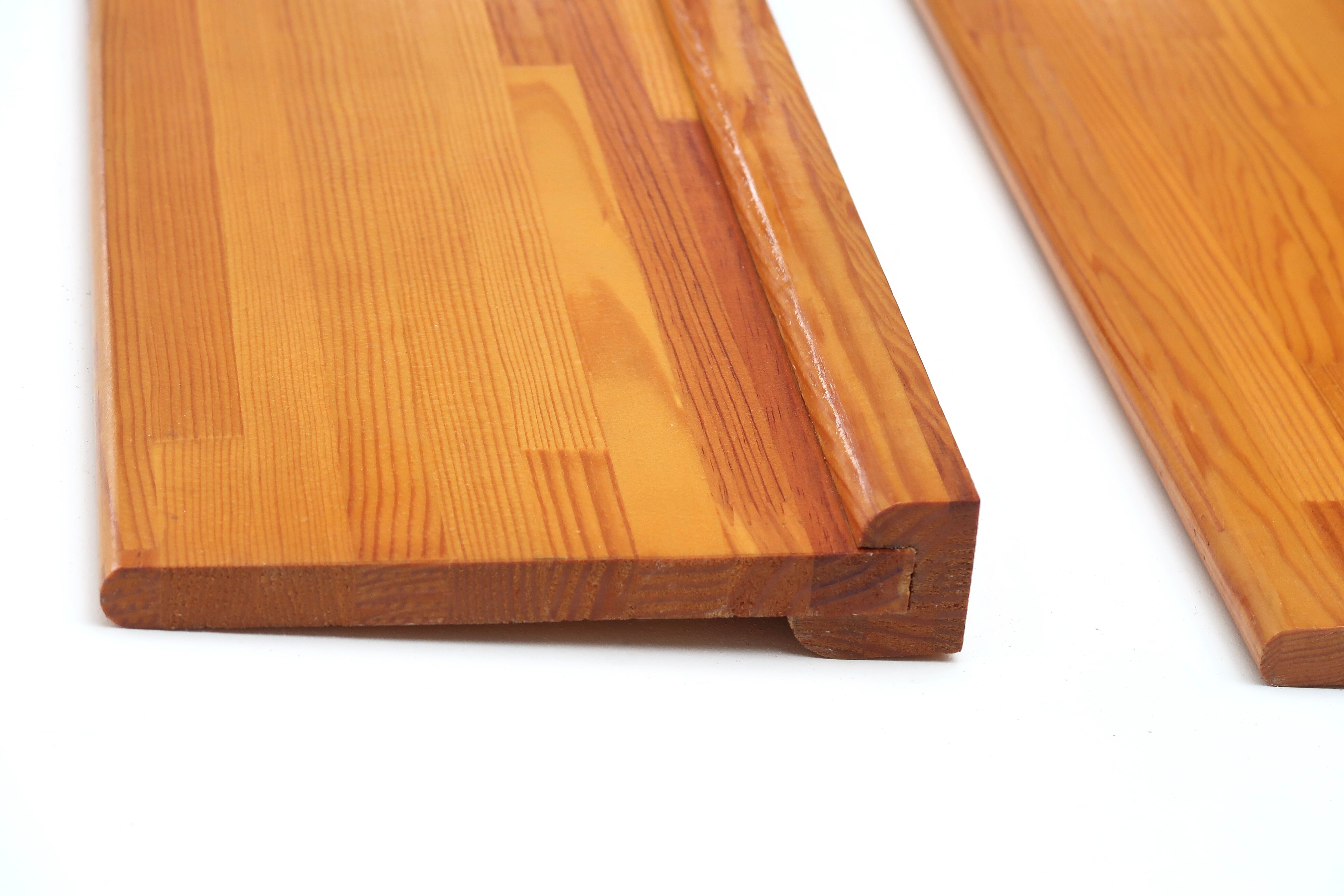 Two wall shelves in pine wood, 70s