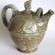Enamelled stoneware ceramic teapot