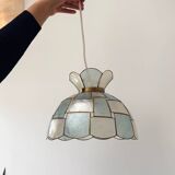 Suspension en nacre et laiton bleue