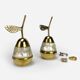 Duo of pear boxes in mother-of-pearl and brass 80s
