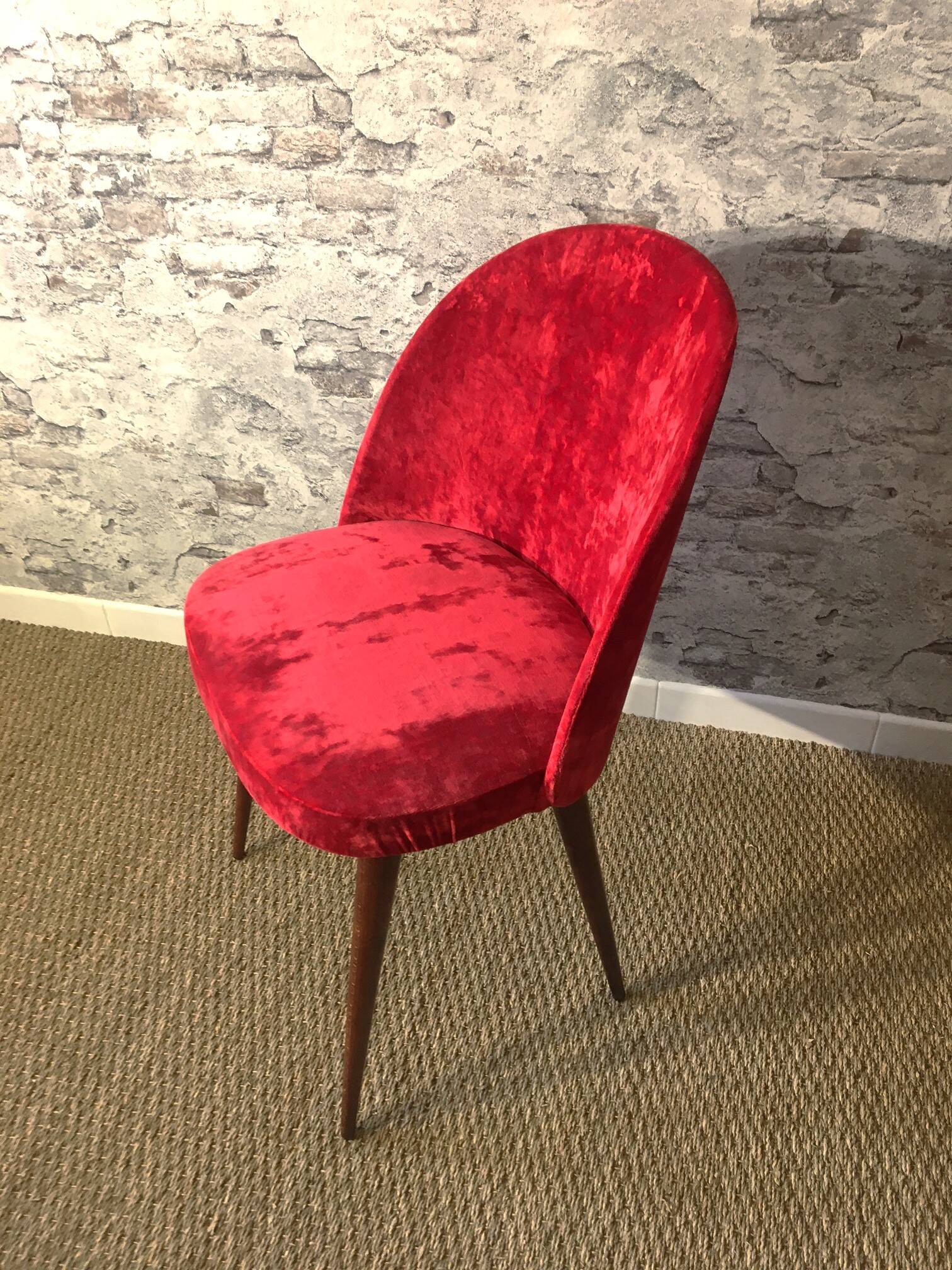 Set of 2 70s chairs reupholstered in fine velvet