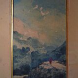 Old gouache from the end of the 19th century, miniature, signed Charles Penol