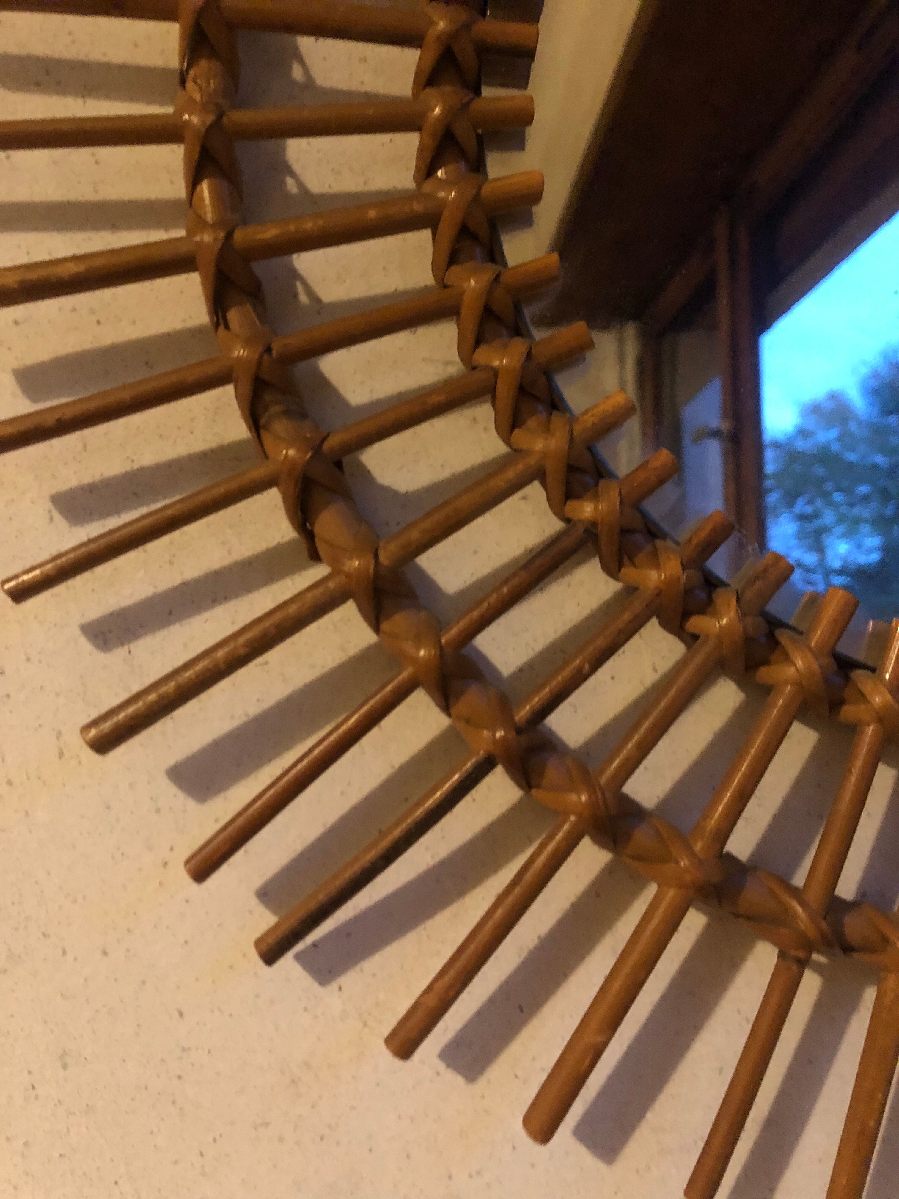 Vintage rattan sun mirror 60s
