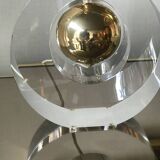 Base de lampe en Lucite et laiton, design espagnol par Paco Dominguez
