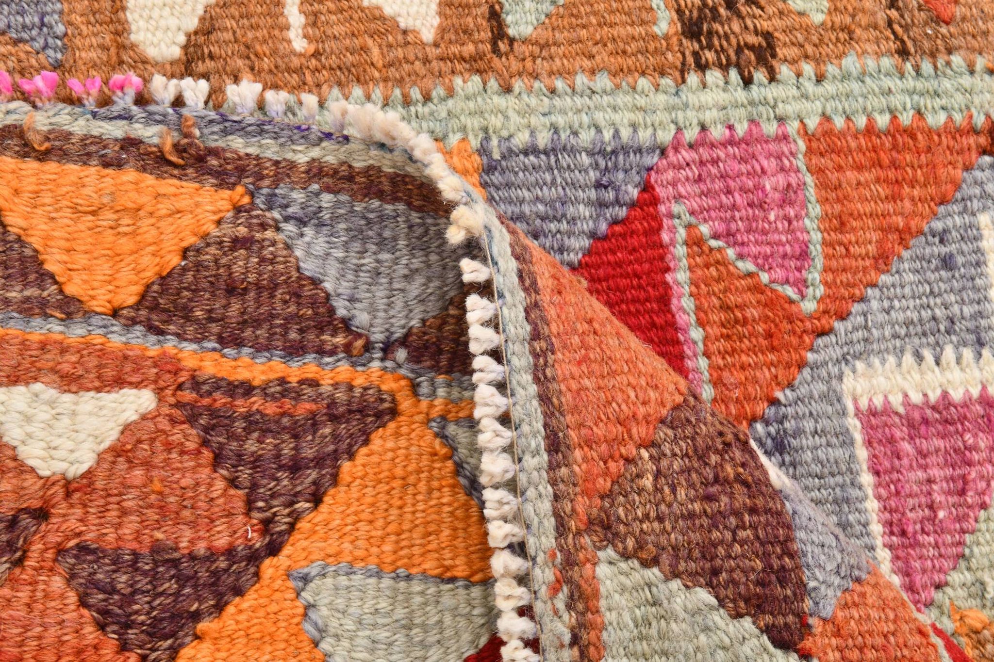 Tapis coureur vintage kilim fait à la main 3x12, 102x362 cm
