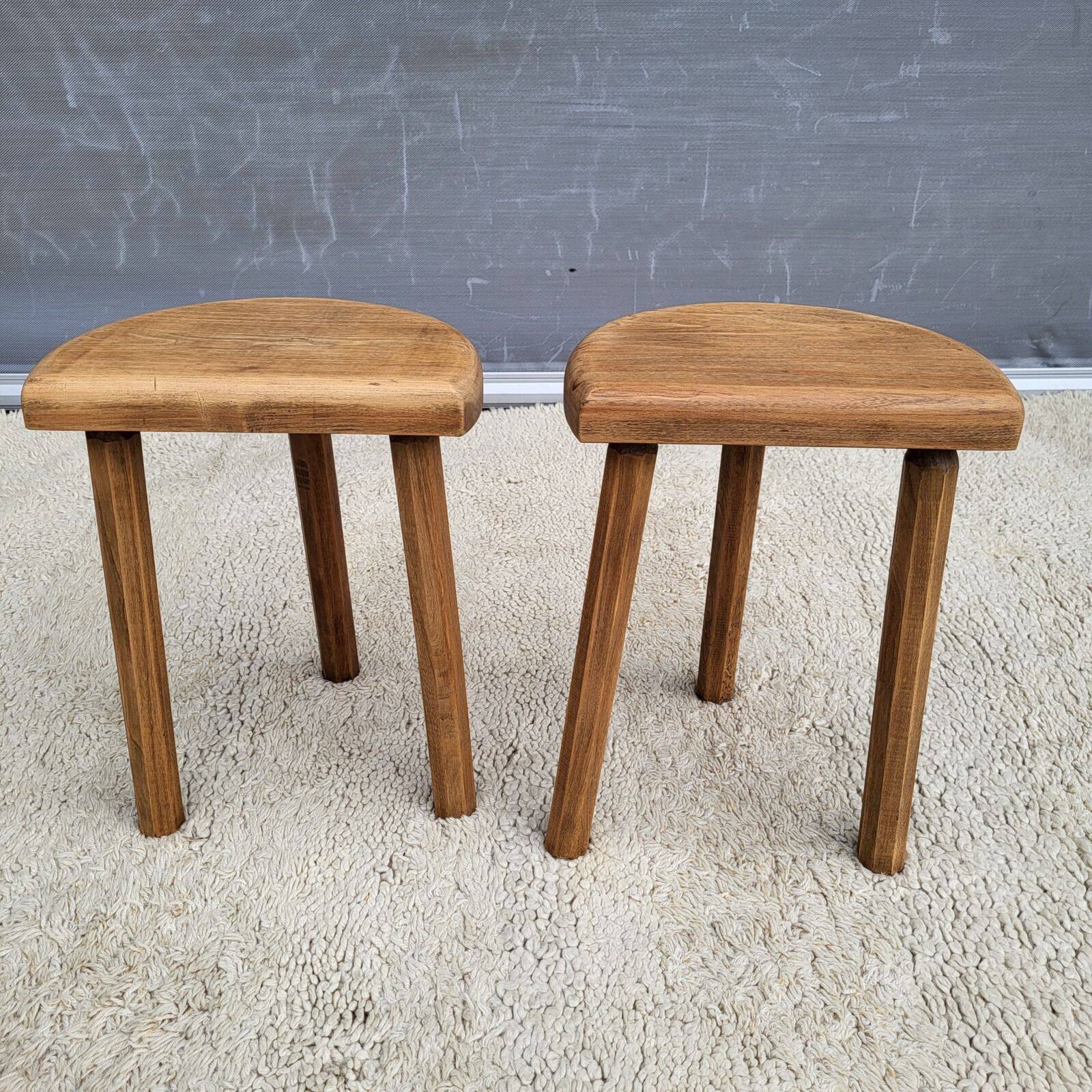 Pair of raw wood milking stools • Brutalist spirit & nature