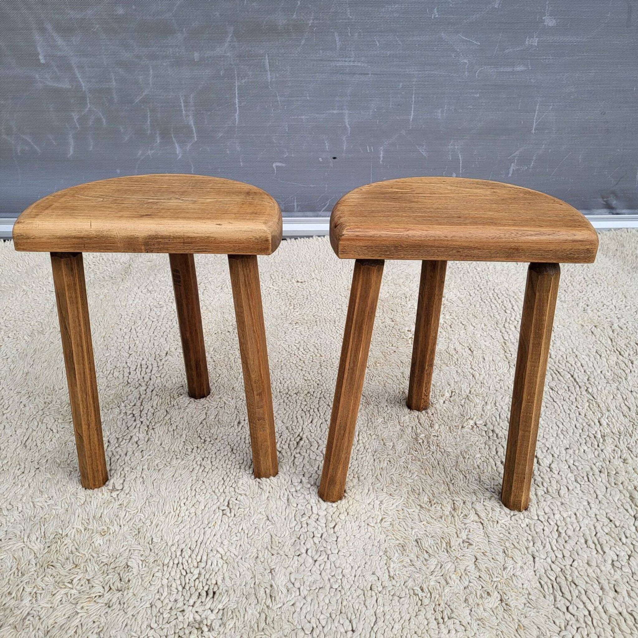 Pair of raw wood milking stools • Brutalist spirit & nature