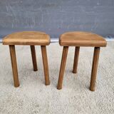 Pair of raw wood milking stools • Brutalist spirit & nature