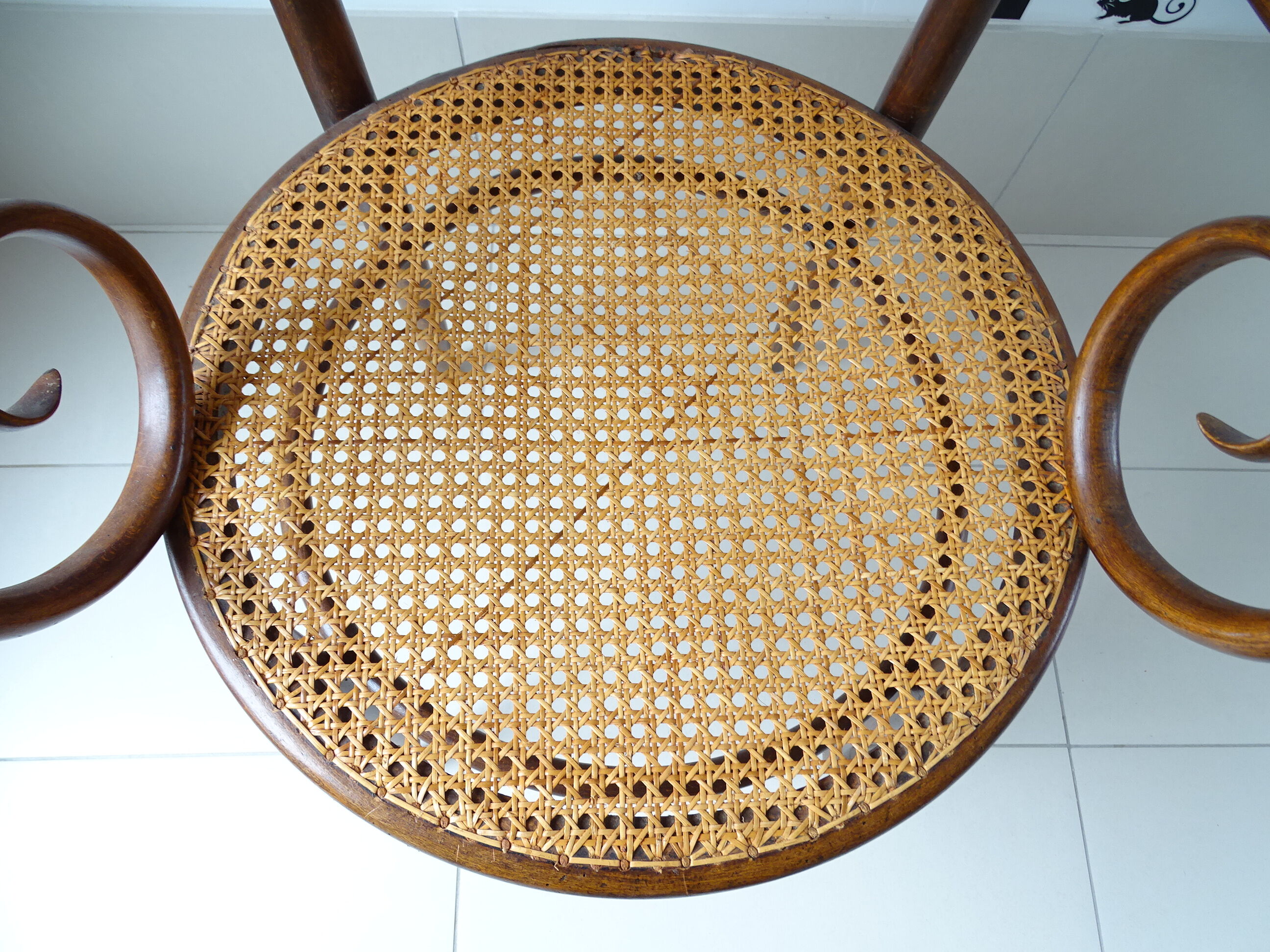 Fauteuil Fischel assise et dossier canné bois courbé
